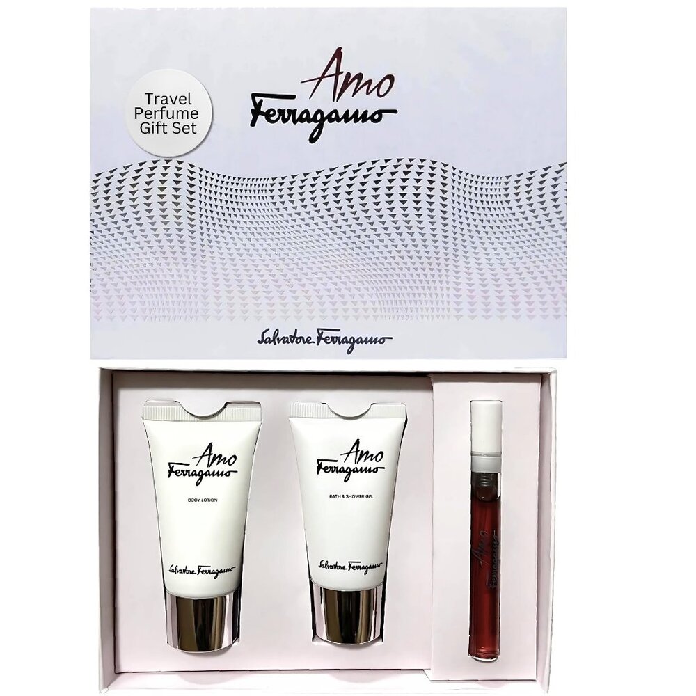 Amo Ferragamo by S. Ferragamo 3 pc Set (30ml Lotion, 30ml Shower Gel, 5ml EDP)